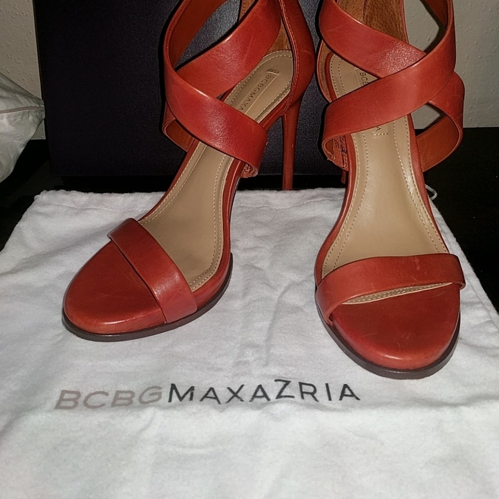 BCBG Max Azria Leather Criss cross Stiletto Sandal